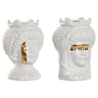 Vaso Home ESPRIT Bianco Dorato Porcellana 10 x 10 x 14 cm (2 Unità) - Augustea Shop