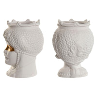Vaso Home ESPRIT Bianco Dorato Porcellana 15 x 15 x 26.5 cm (2 Unità) - Augustea Shop