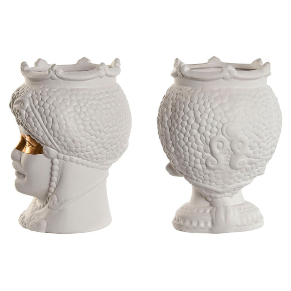 Vaso Home ESPRIT Bianco Dorato Porcellana 15 x 15 x 26.5 cm (2 Unità) - Augustea Shop