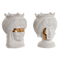Vaso Home ESPRIT Bianco Dorato Porcellana 15 x 15 x 26.5 cm (2 Unità) - Augustea Shop