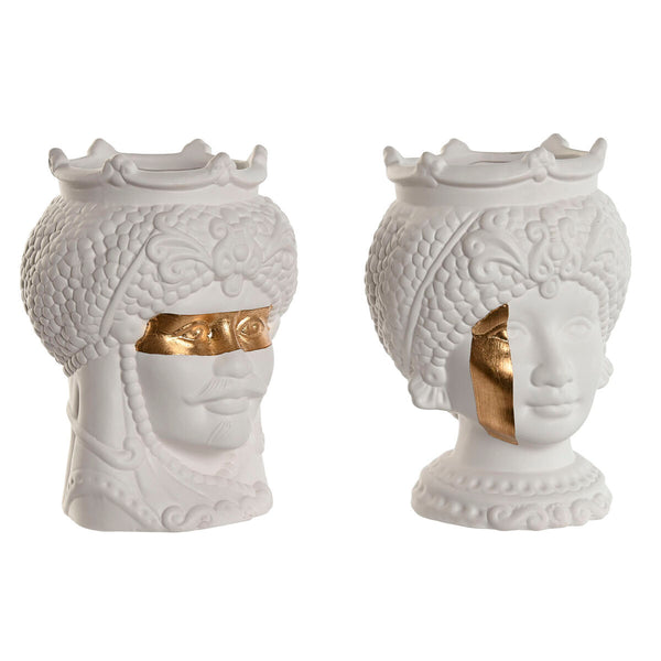 Vaso Home ESPRIT Bianco Dorato Porcellana 15 x 15 x 26.5 cm (2 Unità) - Augustea Shop