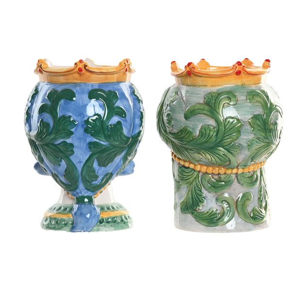 Vaso Home ESPRIT Verde Multicolore Porcellana 15 x 15 x 26.5 cm (2 Unità) - Augustea Shop