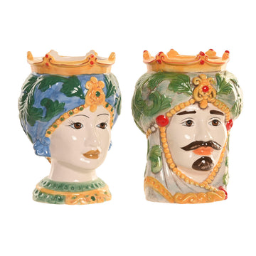 Vaso Home ESPRIT Verde Multicolore Porcellana 15 x 15 x 26.5 cm (2 Unità)