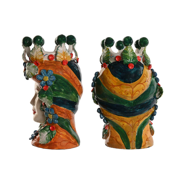 Vaso Home ESPRIT Verde Multicolore Porcellana 20 x 20 x 32 cm (2 Unità) - Augustea Shop