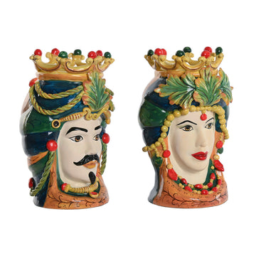 Vaso Home ESPRIT Verde Multicolore Porcellana 20 x 20 x 29 cm (2 Unità)