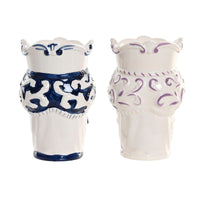 Vaso Home ESPRIT Azzurro Bianco Nero Porcellana 12 x 12 x 20 cm (2 Unità) - Augustea Shop