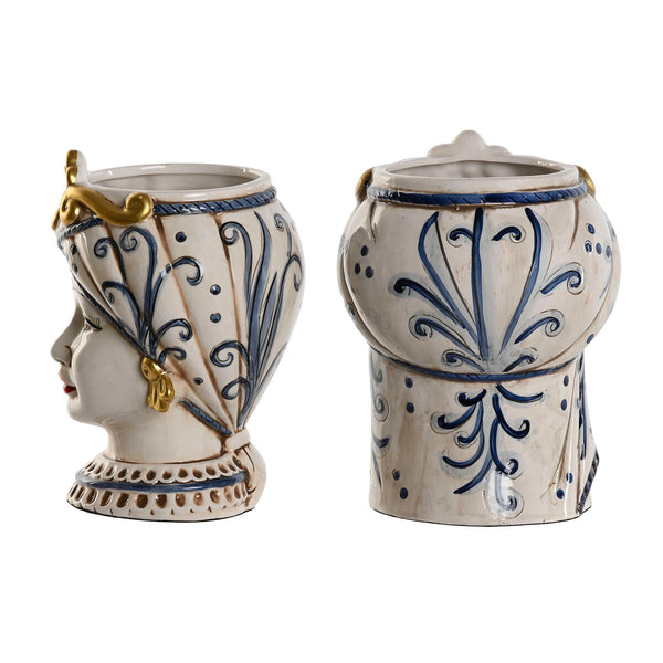 Vaso Home ESPRIT Azzurro Bianco Dorato Porcellana 15 x 15 x 26 cm (2 Unità) - Augustea Shop