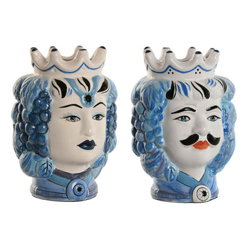 Vaso Home ESPRIT Azzurro Bianco Porcellana 15 x 15 x 26 cm