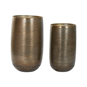 Vaso Home ESPRIT Dorato Argentato Alluminio Moderno 35 x 35 x 63 cm (2 Pezzi)