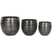Vaso Home ESPRIT Grigio Alluminio Moderno 41 x 41 x 40 cm 40 x 40 x 40,5 cm (3 Pezzi) - Augustea Shop