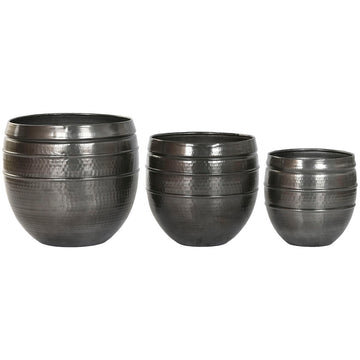 Vaso Home ESPRIT Grigio Alluminio Moderno 41 x 41 x 40 cm 40 x 40 x 40,5 cm (3 Pezzi)