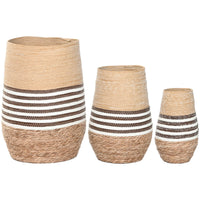 Vaso Home ESPRIT Marrone Bicolore Fibra Città 31 x 31 x 49 cm (3 Pezzi) - Augustea Shop