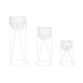 Vaso Home ESPRIT Bianco Metallo Città 38 x 38 x 80 cm (3 Pezzi)
