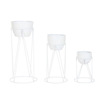 Vaso Home ESPRIT Bianco Metallo Città 38 x 38 x 80 cm (3 Pezzi)