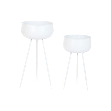 Vaso Home ESPRIT Bianco Metallo Città 34 x 34 x 70 cm (2 Pezzi)