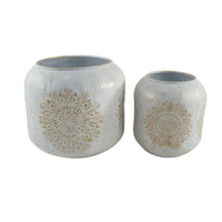 Vaso Home ESPRIT Bianco Dorato Metallo Arabo (2 Pezzi)