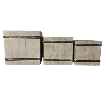 Vaso Home ESPRIT Marrone Magnesio Cottage 44 x 44 x 43 cm (3 Pezzi)