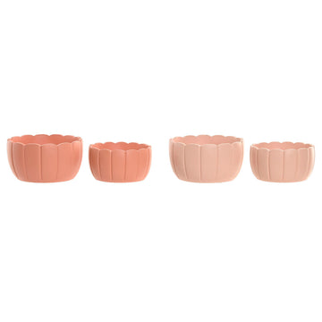 Vaso Home ESPRIT Terracotta Rosa chiaro Cemento Shabby Chic 18 x 18 x 10 cm (2 Pezzi) (2 Unità)