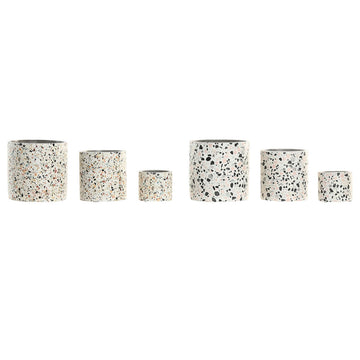 Planter Home ESPRIT White Multicolour Cement Urban 13 x 13 x 13 cm (3 Pieces) (2 Units)