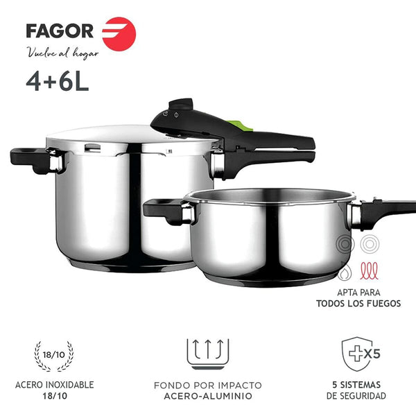 Set di pentole Express Fagor Acciaio inossidabile 10 L 2 Pezzi - Augustea Shop