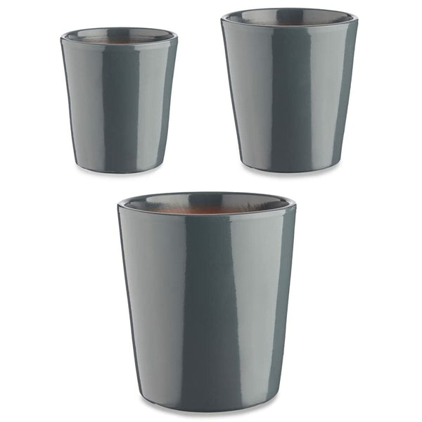 Set di Vasi Ibergarden CONICO-7011 Antracite Argilla Cónica Ø 14 cm Ø 22 cm Ø 17 cm 3 Pezzi - Augustea Shop