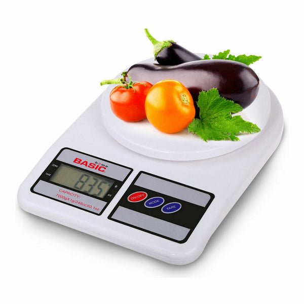 bilancia da cucina Basic Home Digitale 7 kg Bianco 23 x 16 x 3,6 cm (6 Unità) - Augustea Shop