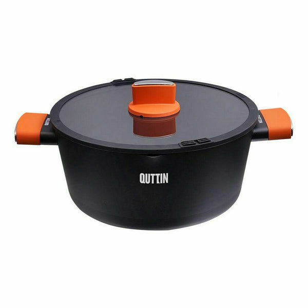 Casseruola con coperchio in vetro Quttin Gastro Nero Arancio 34,5 x 25,5 x 12 cm (6 Unità) - Augustea Shop