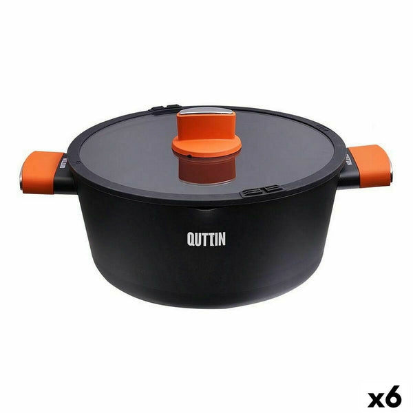 Casseruola con coperchio in vetro Quttin Gastro Nero Arancio 34,5 x 25,5 x 12 cm (6 Unità) - Augustea Shop