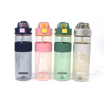 Bottiglia con Tappo e Cannuccia Bewinner Multicolore Trasparente 900 ml