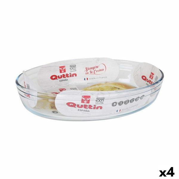 Pirofila da Forno Quttin   Trasparente Vetro Ovale 2,2 L 30,1 x 20,9 x 6,3 cm (4 Unità) - Augustea Shop