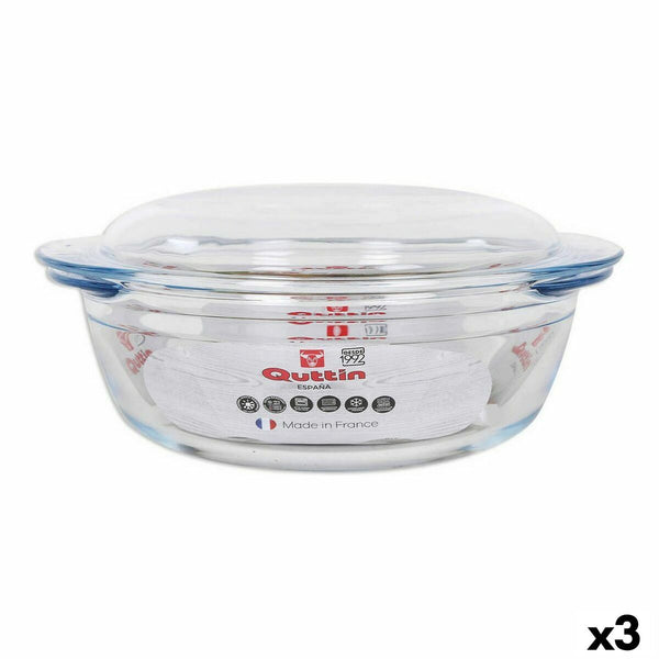 Casseruola con coperchio Quttin Vetro 2,2 + 0,8 L (3 Unità) - Augustea Shop