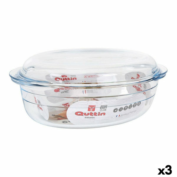 Casseruola con coperchio Quttin 63095 Vetro 33 x 20 x 13 cm (3L + 1L) - Augustea Shop