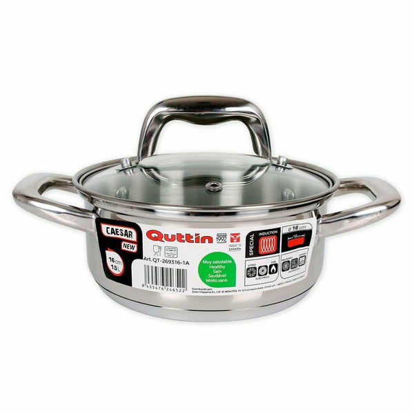 Casseruola Quttin 139494 Con coperchio Acciaio Ø 16 x 7 cm (6 Unità) (16 cm) (1,5 L) - Augustea Shop