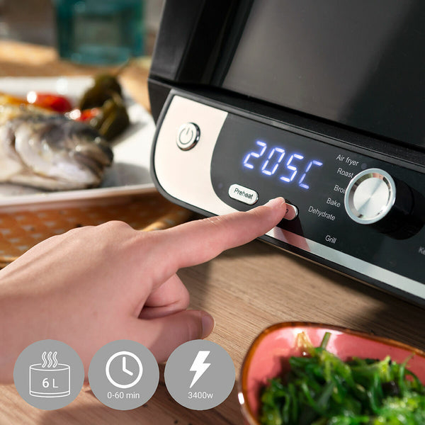 Friggitrice ad Aria con Grill, Accessori e Ricettario InnovaGoods Fryinn 12-in-1 6000 Nero Acciaio 3400 W 6 L - Augustea Shop