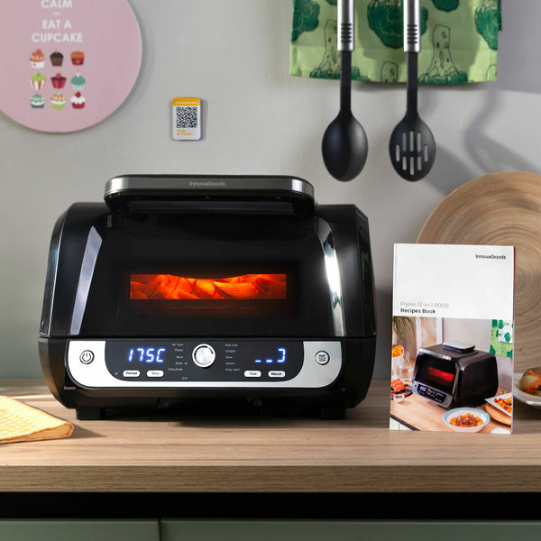 Friggitrice ad Aria con Grill, Accessori e Ricettario InnovaGoods Fryinn 12-in-1 6000 Nero Acciaio 3400 W 6 L - Augustea Shop