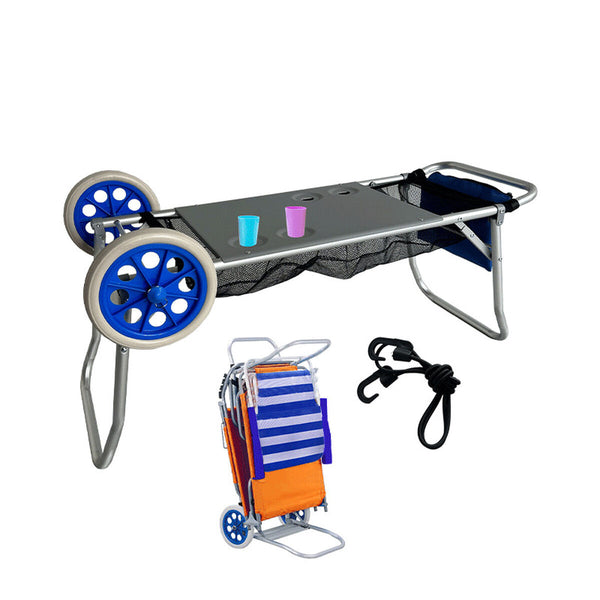 Marbueno Carrello Portasedie in Alluminio Convertibile Tavolo Retrattile Camping e Spiaggia 108X51X51 cm 10361 - Augustea Shop