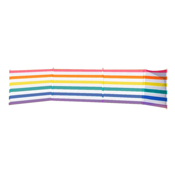 Paravento 5 Palos Acciaio Poliestere Strisce Colorate 480X80 cm Spiaggia, Piscina, Giardino