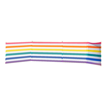 Paravento 5 Palos Acciaio Poliestere Strisce Colorate 480X80 cm Spiaggia, Piscina, Giardino