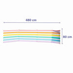 Paravento 5 Palos Acciaio Poliestere Strisce Colorate 480X80 cm Spiaggia, Piscina, Giardino