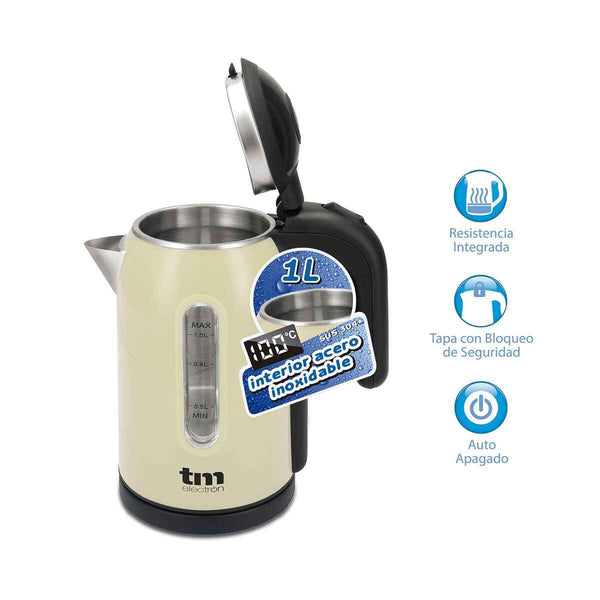 Bollitore d'Acqua Elettrico con Luce LED TM Electron TMPKT010C Acciaio inossidabile 1500 W 1 L (Ricondizionati A)