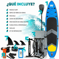 Tavola da Paddle Surf Gonfiabile con Accessori Winvey SUP-B Azzurro