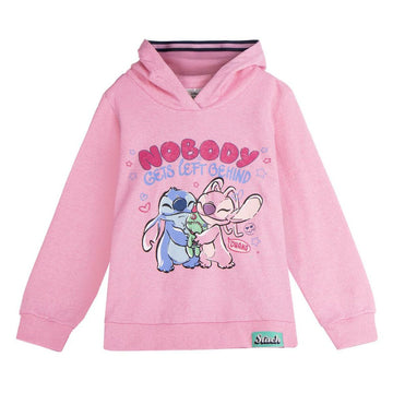 Felpa con Cappuccio da Bambina Stitch Rosa