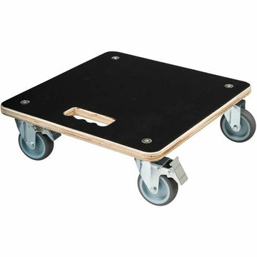 Supporto con Ruote per Vasi Nature Nero Legno 38 x 38 cm
