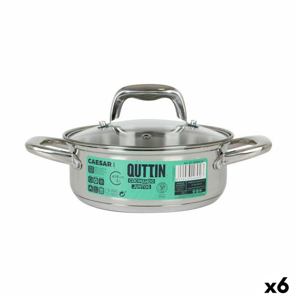 Casseruola con coperchio in vetro Quttin Caesar Acciaio ø 18 x 7 cm (6 Unità) - Augustea Shop