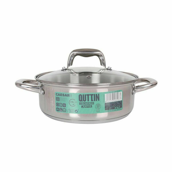 Casseruola con coperchio in vetro Quttin Caesar Acciaio ø 22 x 8 cm (6 Unità) - Augustea Shop