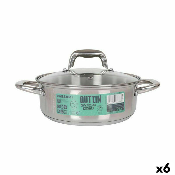 Casseruola con coperchio in vetro Quttin Caesar Acciaio ø 22 x 8 cm (6 Unità) - Augustea Shop