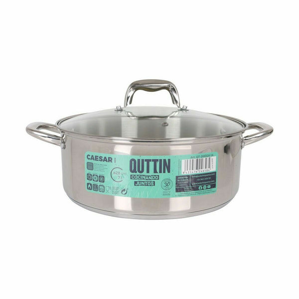 Casseruola con coperchio in vetro Quttin Caesar Acciaio Ø 28 x 11 cm (4 Unità) - Augustea Shop