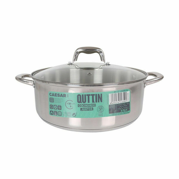Casseruola con coperchio in vetro Quttin Caesar Acciaio ø 30 x 11,5 cm (2 Unità) - Augustea Shop