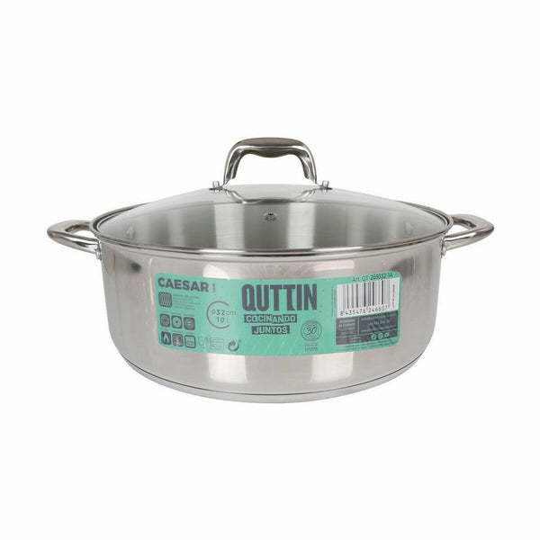 Casseruola con coperchio in vetro Quttin Caesar Acciaio ø 32 x 12,5 cm (2 Unità) - Augustea Shop