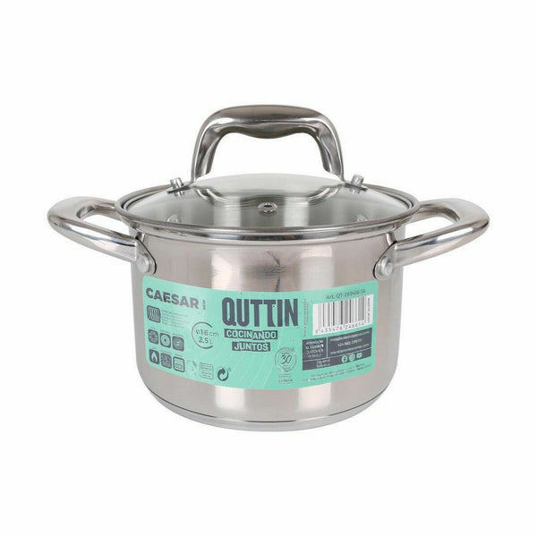 Pentola con Coperchio di Vetro Quttin Caesar Acciaio ø 16 x 11,5 cm (6 Unità) - Augustea Shop